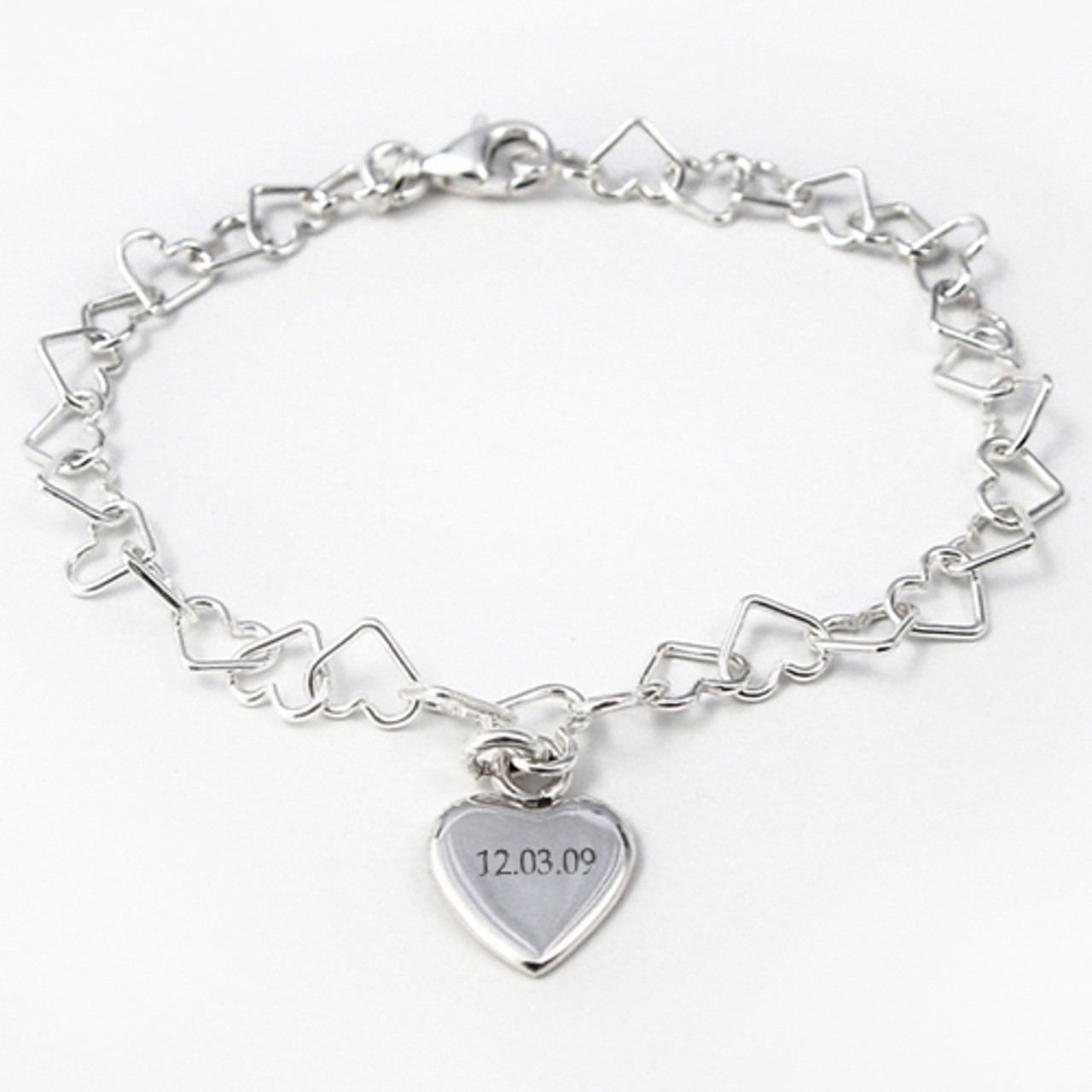 Or Paz Sterling Personalized Heart Charm Bracelet - QVC.com